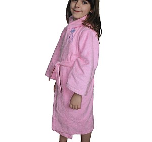 Розов  детски халат памук