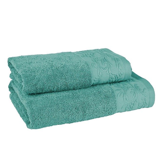 Елегантна хавлиена кърпа в зелено - Дизайнерска хавлиена кърпа за ръце - предложения в два размера - произведена от 100 % плътен памук.