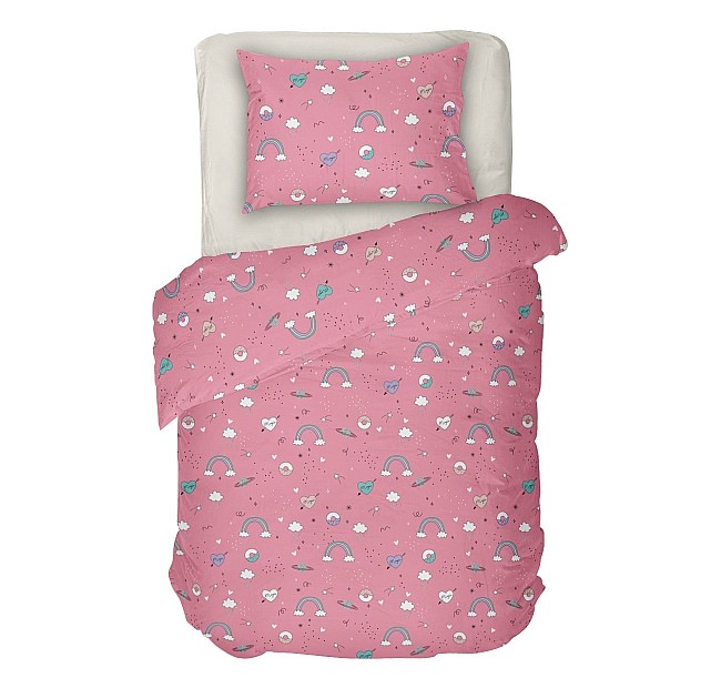 Прекрасно детско спално бельо за момичета в розово от ранфорс - Меко спално бельо в размер за единично легло, произведено от 100% памук - ранфорс от фирма Дилиос.