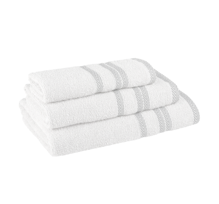 Хавлиена кърпа за баня с кант - Кристал в бяло