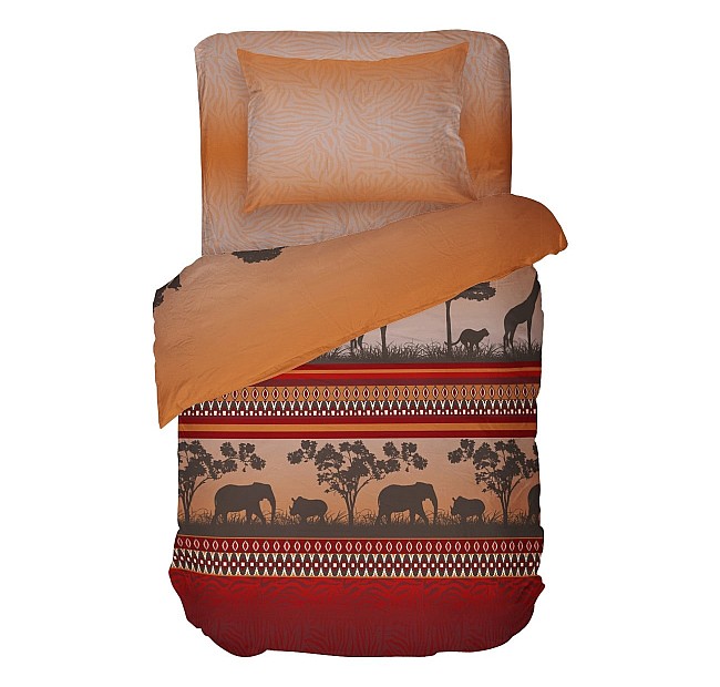 Спално бельо Африка - висококачествена материя Ранфорс - Спално бельо с Афринаски мотиви, в топли и приятни цветове, със състав от 100% екологично чист памучен плат.