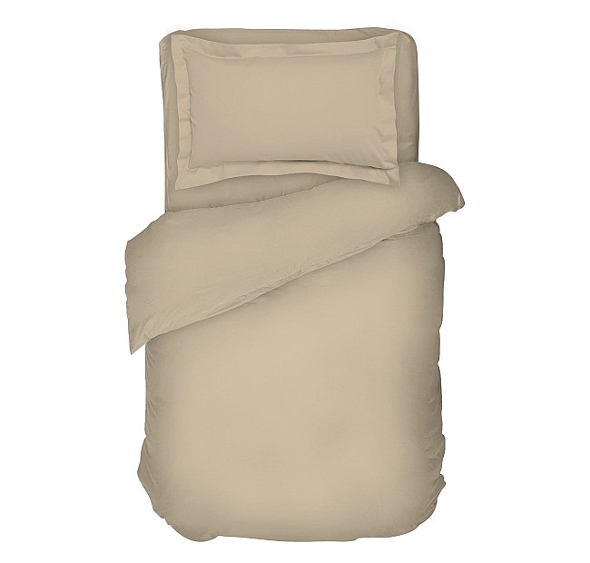 Спално бельо в цвят таупе от памучен сатен - Елегантен и стилен спален комплект от висококачествена памучна материя с ниска свиваемост.