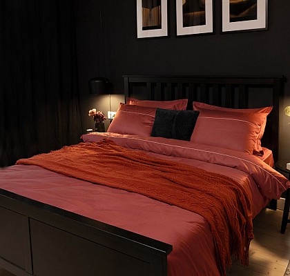 Луксозно спално бельо памучен сатен с паспел ДЖИНДЖЪР, 2 части, единично легло