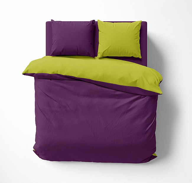 Двуцветно спално бельо Лилав - Зелен - Меко, памучно спално бельо от 100% Памук ➤ Ранфорс в два цвята- лилаво и зелено, българско производство.