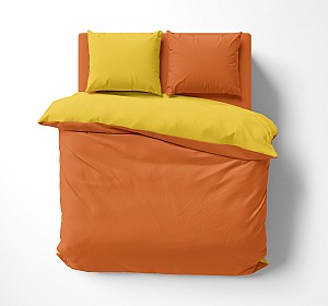 Двуцветно спално бельо Оранжев - Жълт