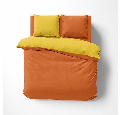 Двуцветно спално бельо Оранжев - Жълт