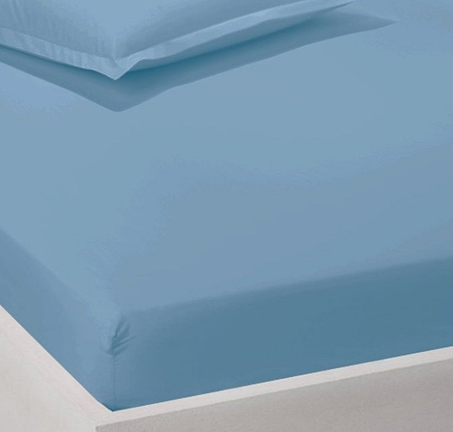 Чаршаф с ластик ранфорс памук – синьо - Много свеж и елегантен долен чаршаф с ластик в класически син цвят.