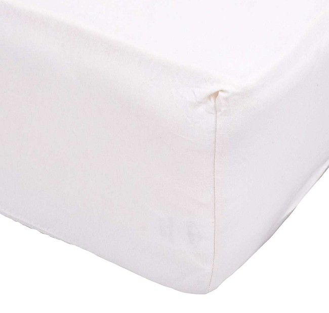 Качествен Долен чаршаф трико с ластик бял - Едноцветен памучен долен чаршаф от 100 % памук- трико в бяло с голяма плътност и здравина.