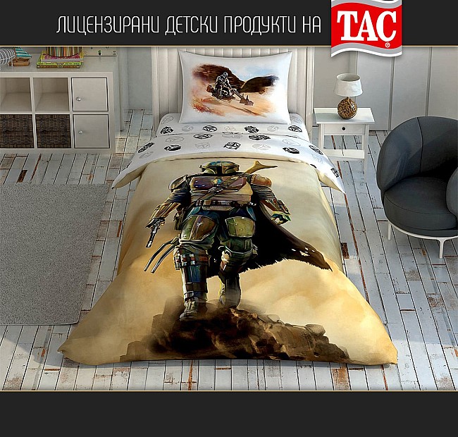 Детско спално бельо Мандалорецът - Star Wars Ранфорс Памук Тач, Спалното Бельо - Магазин за спално бельо Детско спално бельо Мандалорецът - Star Wars Ранфорс Памук Тач - Лицензирано Детско спално бельо подходящо за момчета с десен на любим детски герой - Мандалорецът.