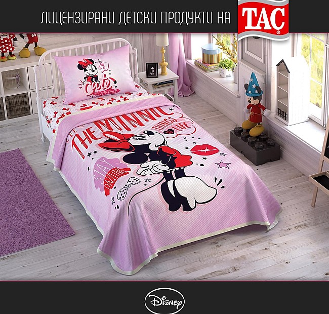 Детско спално бельо Пике Мики Маус Дисни - Тач Турция, Спалното Бельо - Магазин за спално бельо Детско спално бельо Пике Мики Маус Дисни - Тач Турция - Детски комплект пике / покривало 160 х 230 см, чаршаф с ластик 100 х 200 см, калъфка 50 х 70 см на световноизвестната турска марка TAC - Тач.