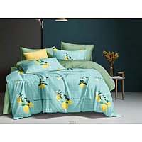 Спално бельо за спалня на Лимони - микро-сатен - Свежо спално бельо от микро-сатен в тюркоаз и десен на лимони.