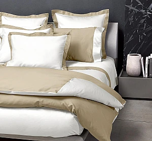 Италианско спално бельо Signoria Firenze Double White Taupe 300TC нишки