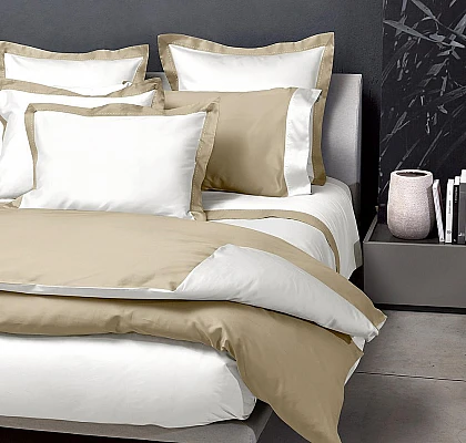 Италианско спално бельо Signoria Firenze Double White Taupe 300TC нишки
