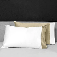 Италианско спално бельо Signoria Firenze Double White Taupe 300TC нишки, Спалното Бельо - Магазин за спално бельо Италианско спално бельо Signoria Firenze Double White Taupe 300TC нишки - Съчетавайки свежест и стил за младия дух, този съвременен спален комплект от колекцията Double на Signoria Firenze предлага модерна визия с контрастни бордове, голяма практичност и