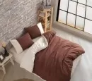 Двуцветно спално бельо ранфорс Ecru and Chocolate