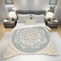 Ръчно изработен комплект спално бельо Om Mandala - Ръчно изработено спално бельо с уникален дизайн.