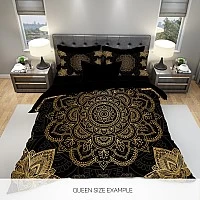 3Д Комплект спално бельо Boho в черно и златно 3Д Комплект спално бельо Boho в черно и златно - Ръчно изработено спално бельо с уникален дизайн на Бохо, вдъхновено от индийската митология.