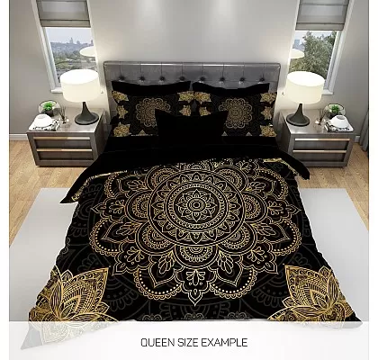 3Д Комплект спално бельо Boho в черно и златно