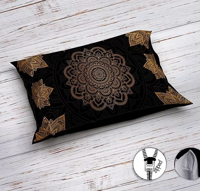 3Д Комплект спално бельо Boho в черно и златно 3Д Комплект спално бельо Boho в черно и златно - Ръчно изработено спално бельо с уникален дизайн на Бохо, вдъхновено от индийската митология.