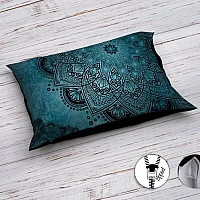 Памучен сатен Спално бельо черно и синьо Boho Памучен сатен Спално бельо черно и синьо Boho - Красиво спално бельо от био памук и 3Д принт върху микрофибър чрез сублимация.