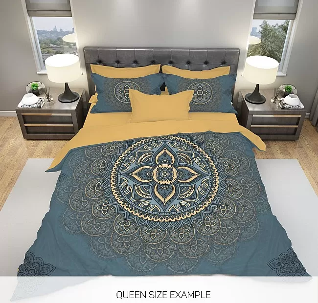 Комплект спално бельо от мандала Blue Boho Комплект спално бельо от мандала Blue Boho - Всяко спално бельо от мандала е изработено от внимателно подбрани висококачествени материали като удобен памучен сатен и ултра-мек микрофибър от предната страна на комплектите.