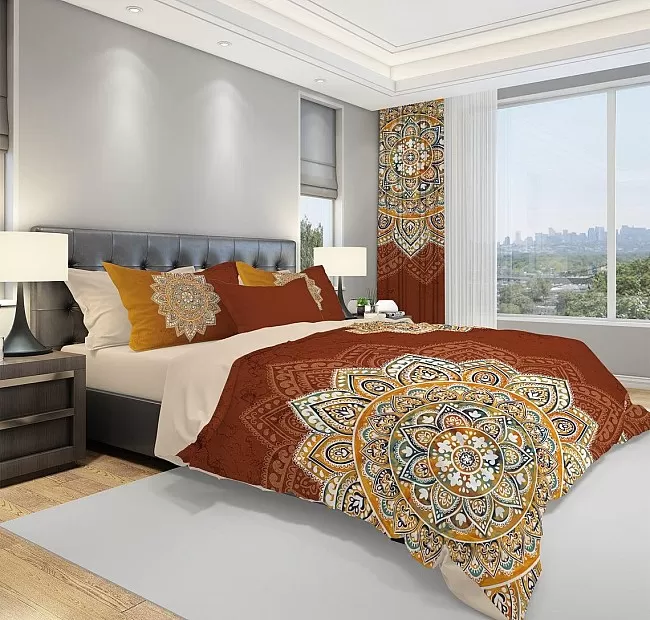 Ръчно изработено Спално бельо мандала Boho - Униклно спално бельо от органичен памук с принт Мандала Бохо.