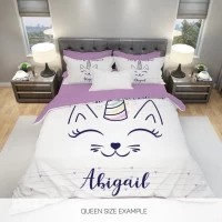 Уникален комплект детско спално бельо Cat Unicorn Уникален комплект детско спално бельо Cat Unicorn - Дизайнерско спално бельо за вашето мъниче от памучен сатен и 3Д принт върху качествен миктофибър.
