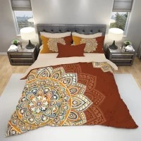 Ръчно изработено Спално бельо мандала Boho - Униклно спално бельо от органичен памук с принт Мандала Бохо.