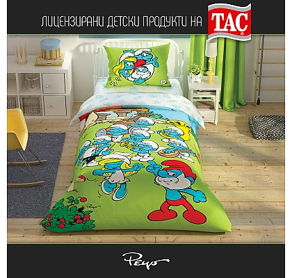 Детско спално бельо Смърфовете Ранфорс Памук Тач