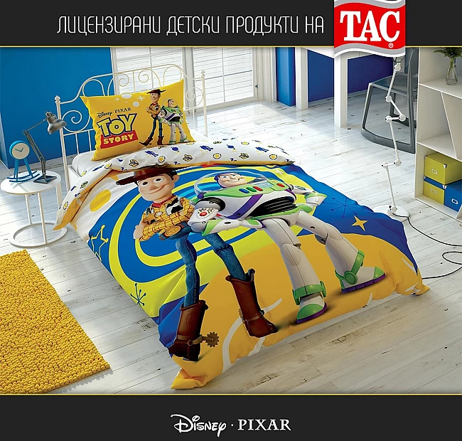 Детско спално бельо TOY STORY Ранфорс Памук Тач, Спалното Бельо - Магазин за спално бельо Детско спално бельо TOY STORY Ранфорс Памук Тач - Детско спално бельо в зелената цветова гама, подходящо за момчета с десен на любим детски герой - Играта на играчките.