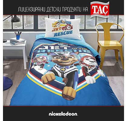 TAC Детско спално бельо Ранфорс PAW PATROL JET с чаршаф с ластик