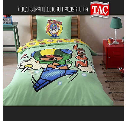 Тач Детско спално бельо Ранфорс BRAWL STARS с чаршаф с ластик