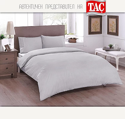 Едноцветно Двойно спално бельо Tac Basic ранфорс Бяло