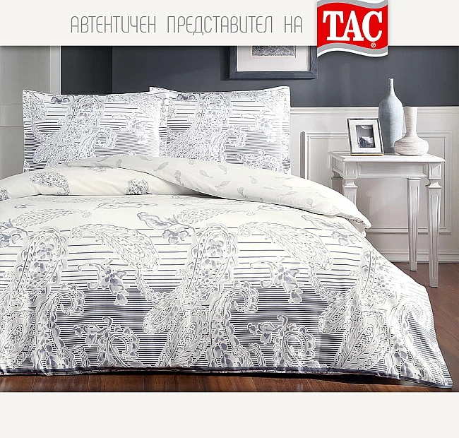 Двойно Спално бельо ТАЧ памук сатен PAISLEY цвят Индиго, Спалното Бельо - Магазин за спално бельо Двойно Спално бельо ТАЧ памук сатен PAISLEY цвят Индиго - Марка: TAÇБрой части: 4Брой пликове: 1Размери на плика (Ш х В): 200 х 220 смВид чаршаф: доленРазмери на чаршафа (Ш х В): 230 х 260 смБрой калъфки: 2Размери на калъфката (Ш х В): 50 х 70 смМатериал