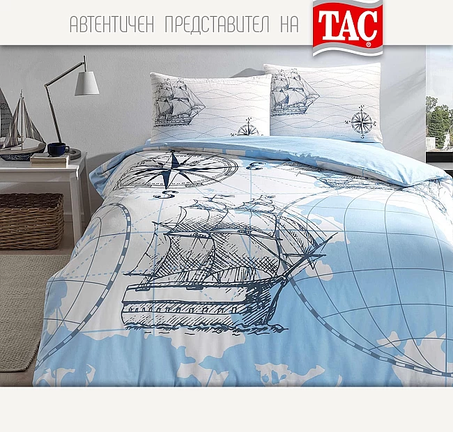 TAC Ranforce Спално бельо Кораб тюркоаз голяма спалня, Спалното Бельо - Магазин за спално бельо TAC Ranforce Спално бельо Кораб тюркоаз голяма спалня - Търсите спално бельо с морски мотив?