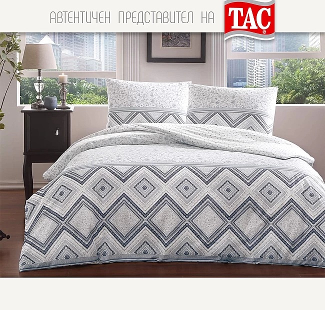 TAC Ранфорс памук Спално бельо PERRY тъмносин, Спалното Бельо - Магазин за спално бельо TAC Ранфорс памук Спално бельо PERRY тъмносин - Качествено спално бельо от 100% памук Ранфорс с десен на ромбове в синята цветова гама.