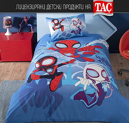Детско спално бельо ТАЧ - SPIDEY AND FRIENDS - Ранфорс, с чаршаф с ластик