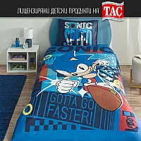 Детско спално бельо ТАЧ - SONIC CLASSIC - Ранфорс, с чаршаф с ластик, Спалното Бельо - Магазин за спално бельо Детско спално бельо ТАЧ - SONIC CLASSIC - Ранфорс, с чаршаф с ластик - ТАЧ SONIC CLASSIC – Забавно приключение за малките фенове на Соник!