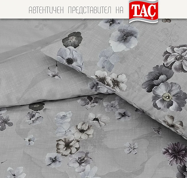 Спално бельо ТАЧ Ранфорс CLAIRE за голяма спалня - Спално бельо ТАЧ CLAIRE - Нежна романтика в сивоТърсите да добавите нотка романтика и изтънченост в спалнята си?