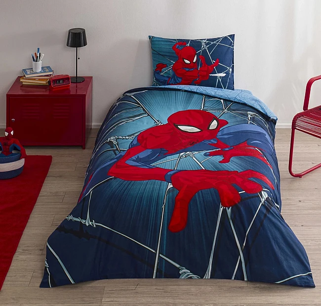 Детски спален комплект РАНФОРС - SPIDERMAN RISE, Спалното Бельо - Магазин за спално бельо Детски спален комплект РАНФОРС - SPIDERMAN RISE - Детски спален комплект РАНФОРС - SPIDERMAN RISE е с плик 160 х 220 см, долен чаршаф с ластик 100 х 200 см, калъфка 50 х 70 см на световноизвестната турска фирма tac, изработен от 100% памук от типа Ранфорс