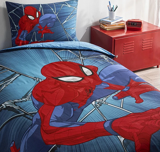 Детски спален комплект РАНФОРС - SPIDERMAN RISE, Спалното Бельо - Магазин за спално бельо Детски спален комплект РАНФОРС - SPIDERMAN RISE - Детски спален комплект РАНФОРС - SPIDERMAN RISE е с плик 160 х 220 см, долен чаршаф с ластик 100 х 200 см, калъфка 50 х 70 см на световноизвестната турска фирма tac, изработен от 100% памук от типа Ранфорс