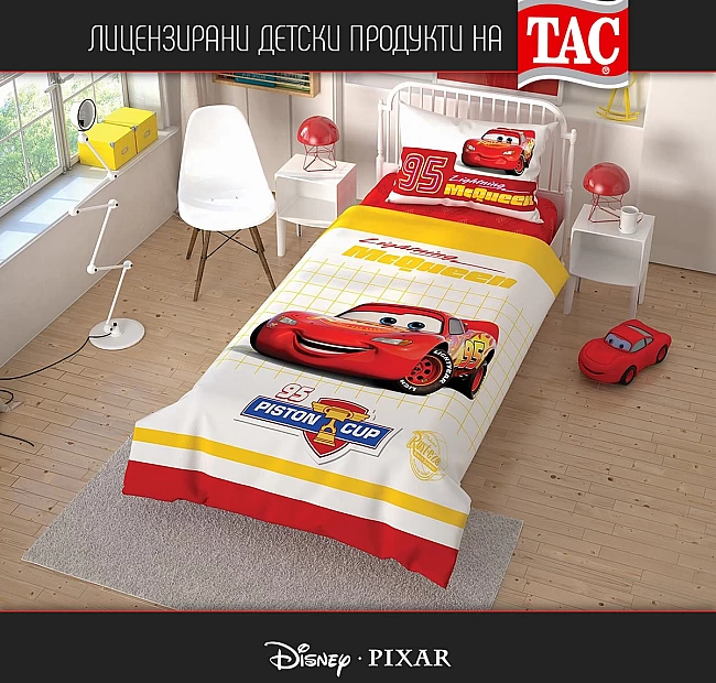 Детско спално бельо Колите - Disney - Тач Ранфорс, Спалното Бельо - Магазин за спално бельо Детско спално бельо Колите - Disney - Тач Ранфорс - Марково детско спално бельо от 100% памук Ранфорс на реномираната фирма Тач с десен на любим детски герой - Колите - Cars на Дисни.