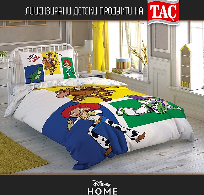 Ранфорс детско спално бельо Играта на Играчките 4 - Tac - Детски спален комплект Ранфорс с плик 160 х 220 см, долен чаршаф с ластик 100 х 200 см, калъфка 50 х 70 см на световноизвестната турска фирма tac, изработен от 100% памук от типа Ранфорс с висока п