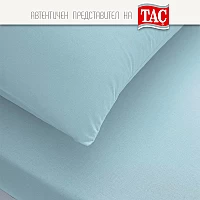 Чаршаф с ластик за единично легло + калъфка за възглавница в светло синьо - Представяме Ви Чаршаф с ластик за единично легло за матрак до 100 см ширина + калъфка за възглавница 50/70 см в розово от фирма Тач Турция - лидер на пазара за домашен текстил и с